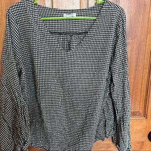 mittoshop cotton black and white gingham top with tie cuffs